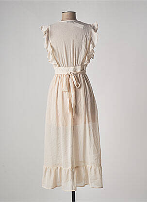Robe mi-longue coupe fluide manches courtes rose CALIE femme