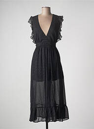 Robe mi-longue coupe fluide manches courtes noir CALIE femme