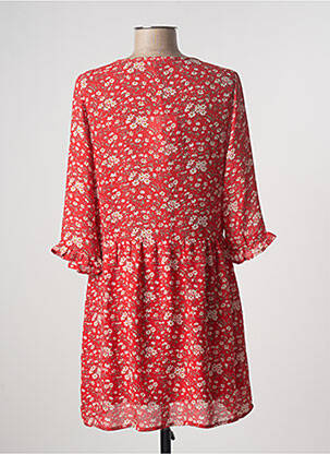Robe courte manches 3/4 manches 3/4 rouge CALIE femme