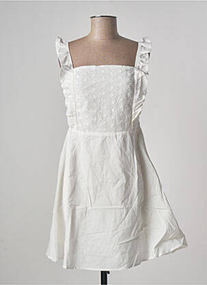 Robe courte coupe cintrée fines bretelles blanc CALIE femme