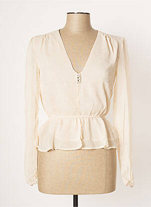 Blouse légère et transparente manches longues beige CALIE femme