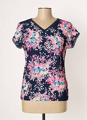 Top tissage crêpe manches courtes bleu DAMART femme