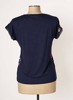Top tissage crêpe manches courtes bleu DAMART femme