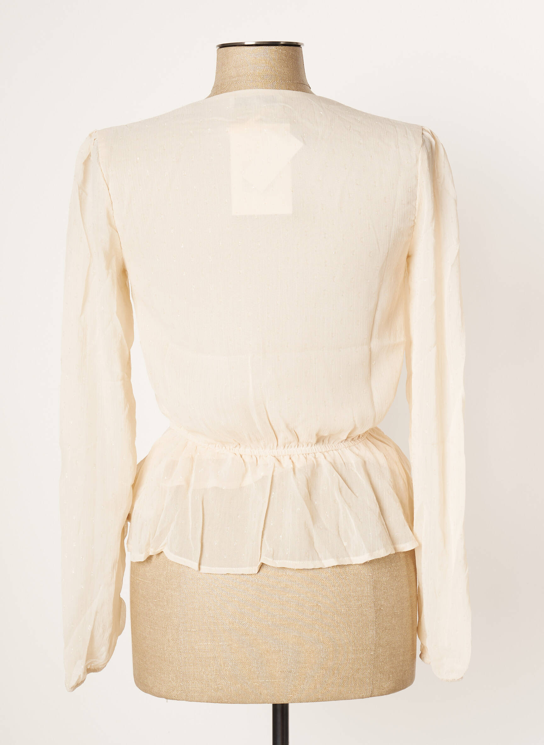 Blouse légère et transparente manches longues beige CALIE femme