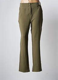 Pantalon droit tissage crêpe taille haute vert DAMART femme