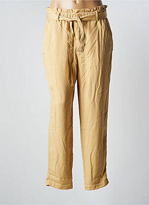 Pantalon droit tissage popeline taille haute beige BONOBO femme