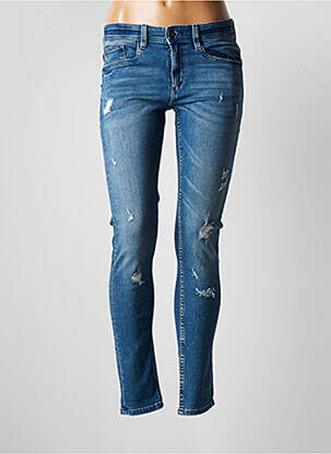 Jeans coupe slim effet usé délavé taille normale bleu BONOBO femme