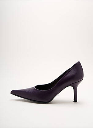 Escarpins tissage satiné talon de 4 à 6cm violet YVES DE BEAUMOND femme