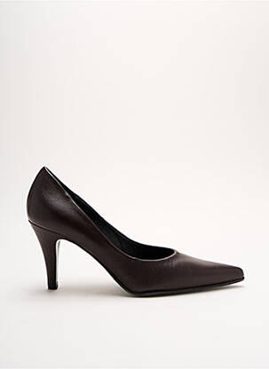 Escarpins tissage satiné talon de 4 à 6cm marron YVES DE BEAUMOND femme
