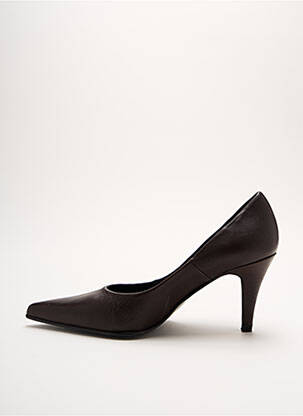Escarpins tissage satiné talon de 4 à 6cm marron YVES DE BEAUMOND femme