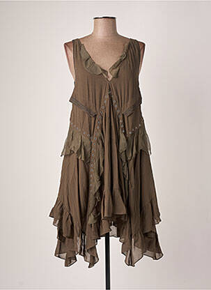 Robe mi-longue coupe évasée sans manche vert IRO femme