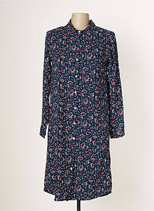 Robe mi-longue imprimé fantaisie manches longues bleu ÉTYMOLOGIE femme