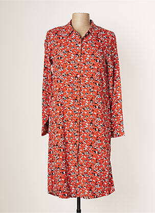 Robe mi-longue coupe fluide manches longues orange ÉTYMOLOGIE femme