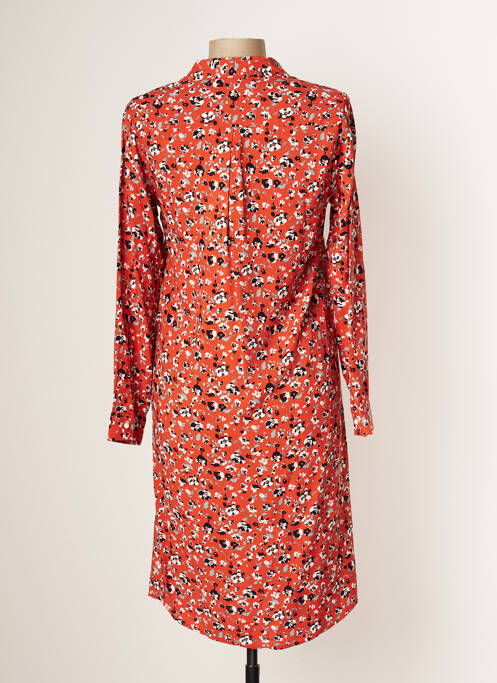 Robe mi-longue coupe fluide manches longues orange ÉTYMOLOGIE femme