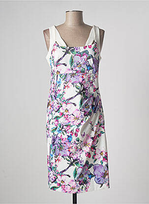 Robe mi-longue imprimé fleurs sans manche blanc MICHAELA LOUISA femme