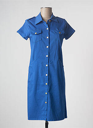 Robe mi-longue manches courtes manches courtes bleu PAUL BRIAL femme