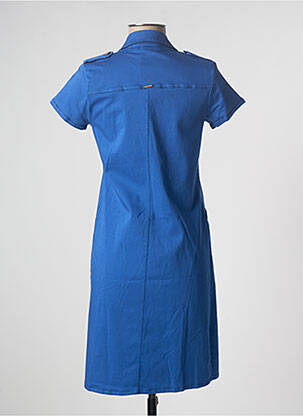 Robe mi-longue manches courtes manches courtes bleu PAUL BRIAL femme