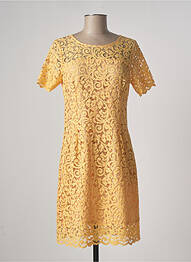 Robe mi-longue fermeture zippée au dos manches courtes jaune PAUL BRIAL femme