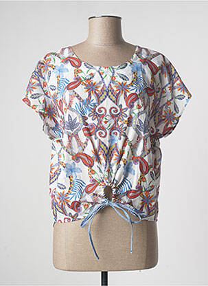 Blouse imprimé fleurs manches courtes blanc LA CIBLE ROUGE femme