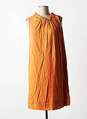 Robe mi-longue coupe fluide sans manche marron QUATTRO femme