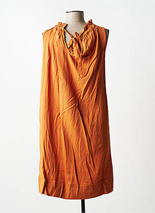Robe mi-longue coupe fluide sans manche marron QUATTRO femme