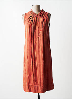 Robe mi-longue coupe fluide sans manche marron QUATTRO femme