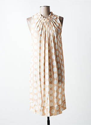 Robe mi-longue coupe fluide sans manche beige QUATTRO femme