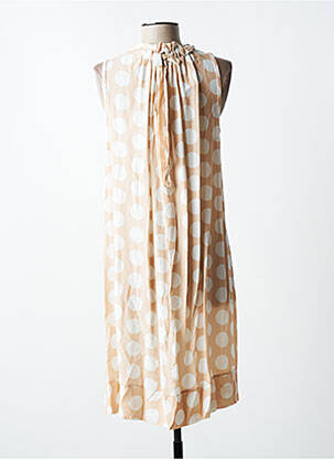 Robe mi-longue coupe fluide sans manche beige QUATTRO femme