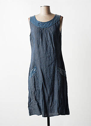 Robe mi-longue sans manche sans manche bleu QUATTRO femme