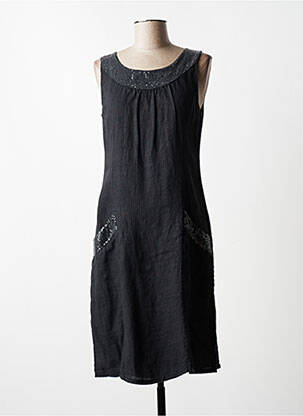 Robe mi-longue sans manche sans manche noir QUATTRO femme
