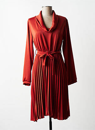 Robe mi-longue manches longues manches longues marron QUATTRO femme
