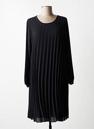 Robe mi-longue coupe fluide manches longues noir QUATTRO femme