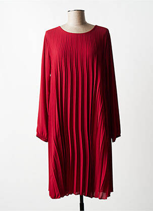 Robe mi-longue coupe fluide manches longues rouge QUATTRO femme