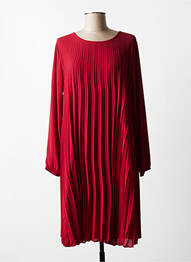 Robe mi-longue coupe fluide manches longues rouge QUATTRO femme