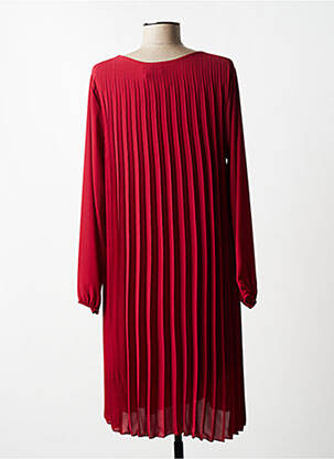 Robe mi-longue coupe fluide manches longues rouge QUATTRO femme