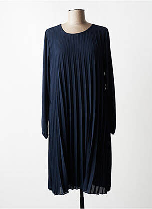 Robe mi-longue coupe fluide manches longues bleu QUATTRO femme