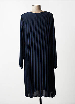 Robe mi-longue coupe fluide manches longues bleu QUATTRO femme