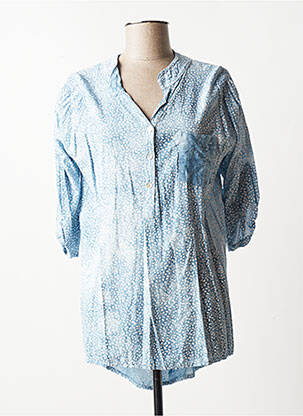 Blouse tissage popeline manches 3/4 bleu QUATTRO femme