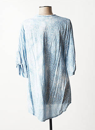 Blouse tissage popeline manches 3/4 bleu QUATTRO femme