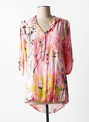 Blouse imprimé fantaisie manches 3/4 rose QUATTRO femme