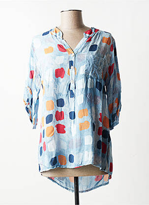 Blouse imprimé fantaisie manches 3/4 bleu QUATTRO femme