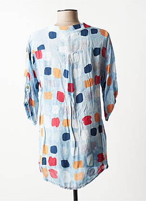 Blouse imprimé fantaisie manches 3/4 bleu QUATTRO femme