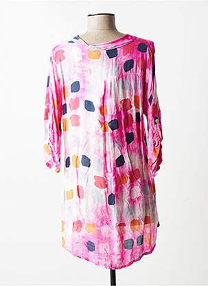 Blouse tissage popeline manches 3/4 rose QUATTRO femme