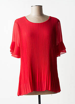 Top coupe fluide manches 3/4 rouge QUATTRO femme
