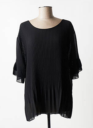 Top coupe fluide manches 3/4 noir QUATTRO femme
