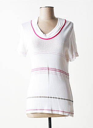 Pull maille ajourée manches courtes blanc QUATTRO femme