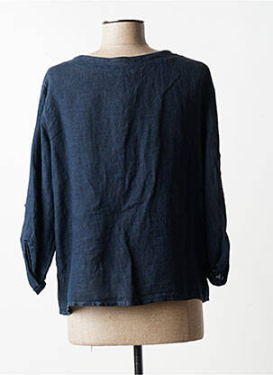Chemisier tissage popeline manches longues bleu QUATTRO femme