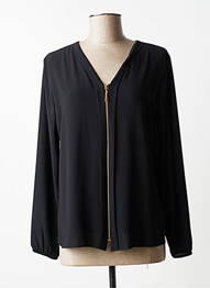 Chemisier coupe fluide manches longues noir COULEURS DU TEMPS femme
