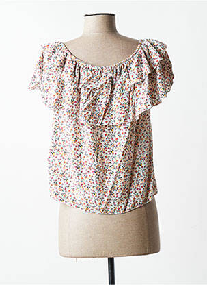Blouse tissage popeline manches courtes blanc QUATTRO femme