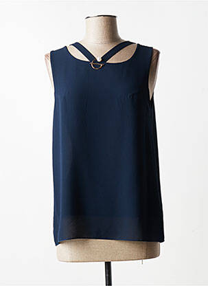 Top col carré sans manche bleu QUATTRO femme